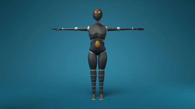 sci-fi female robot 3D Model .c4d .max .obj .3ds .fbx .stl .blend 