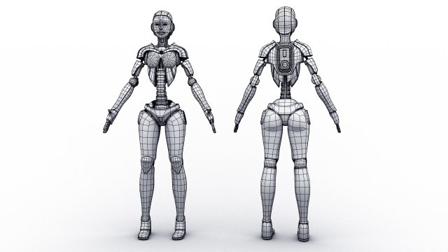 Female robot 3d model top