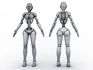 sci-fi female robot rig 3D Model
