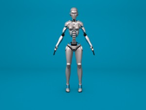 sci-fi female robot rig 3D Model