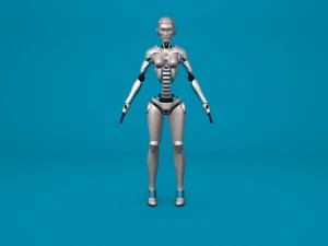 sci-fi female robot rig 3D Model