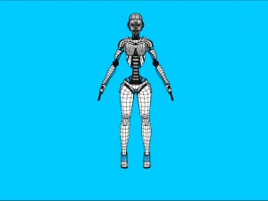 sci-fi female robot rig 3D Model