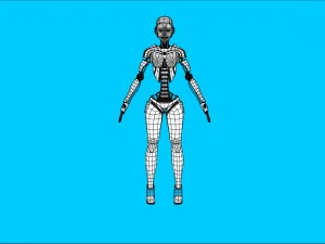sci-fi female robot rig 3D Model