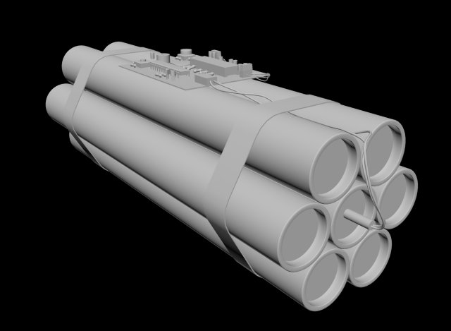 dynamite with an electronic dial 3D Модель .c4d .max .obj .3ds .fbx .stl .blend 
