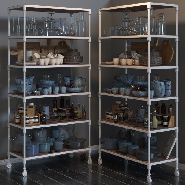 rh dutch industrial single shelving and kitchen set 3D Model .c4d .max .obj .3ds .fbx .stl .blend 