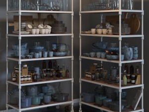 rh dutch industrial single shelving and kitchen set Modelo 3D