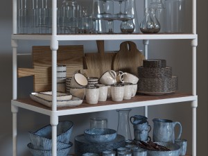 rh dutch industrial single shelving and kitchen set 3D Model