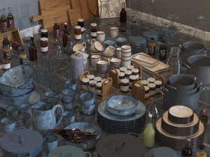 rh dutch industrial single shelving and kitchen set 3D Model