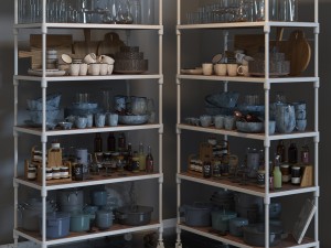rh dutch industrial single shelving and kitchen set 3D Model