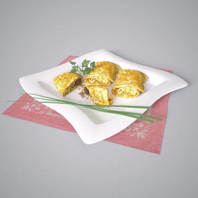 plate of pancakes Model 3D .c4d .max .obj .3ds .fbx .stl .blend 