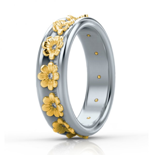 flower ring Model do druku 3D .c4d .max .obj .3ds .fbx .stl .blend 