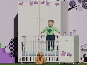 baby room set textures and materials included 3D Model