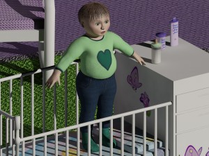 baby room set textures and materials included 3D Model