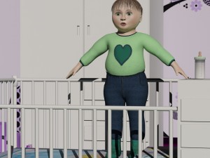 baby room set textures and materials included 3D Model