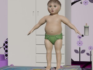 baby room set textures and materials included 3D Model