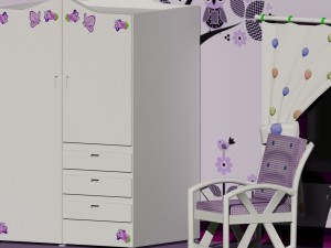 baby room set textures and materials included 3D Model