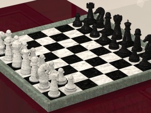 chess board with pieces 3D प्रिंट मॉडल
