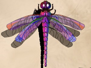 dragonfly with river reed plants and sand plane 3D मॉडल