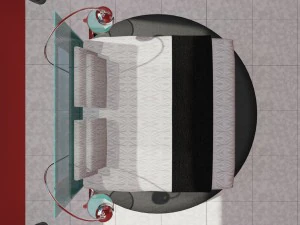 contemporary bed with side tables free 3D Model