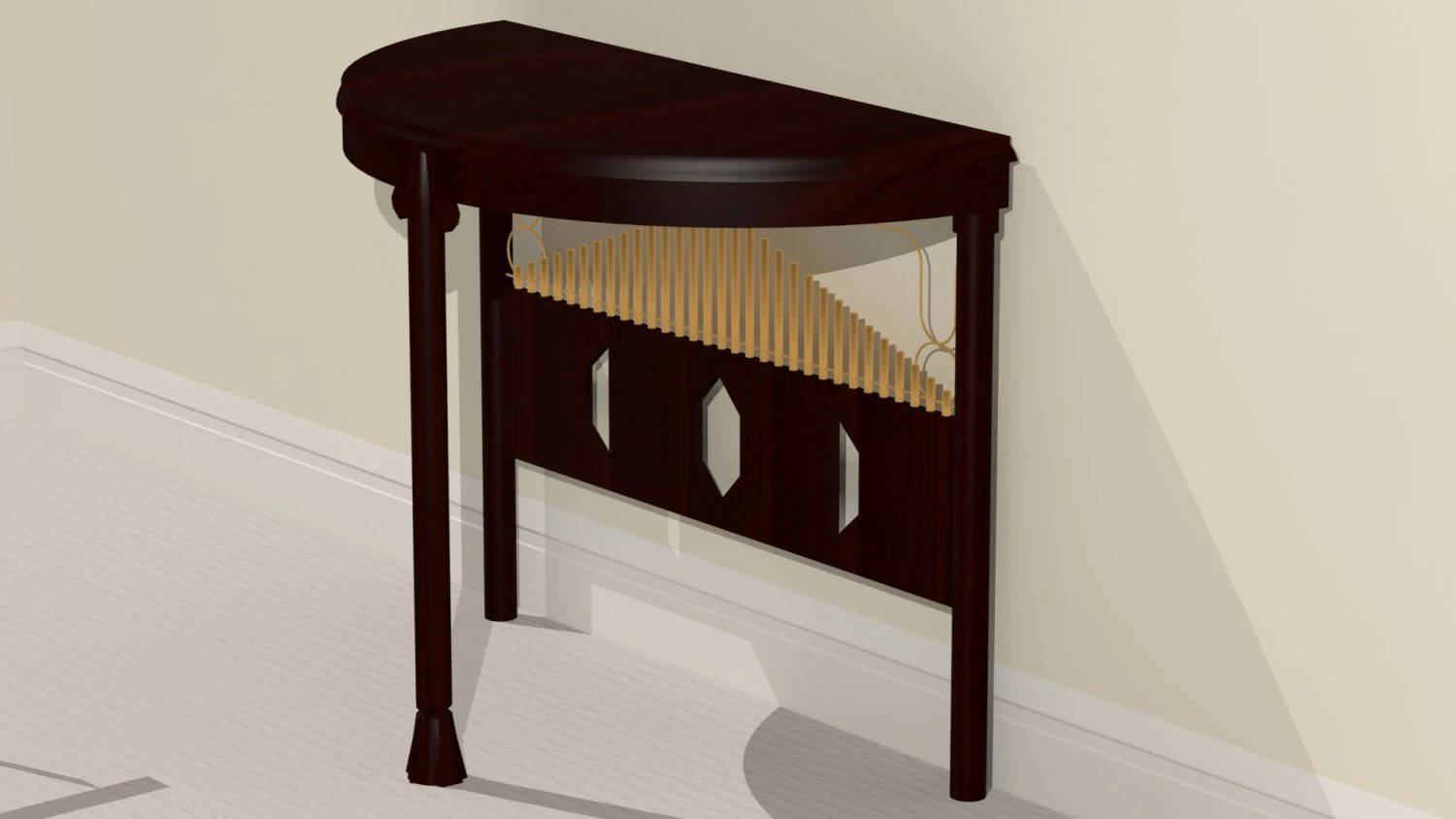 half-moon wall table 3D Model .c4d .max .obj .3ds .fbx .stl .blend 