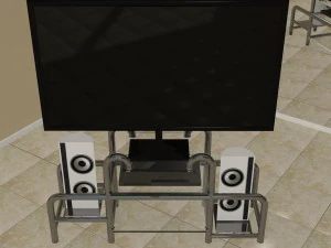 sistema de entretenimento doméstico com suporte Modelo 3D