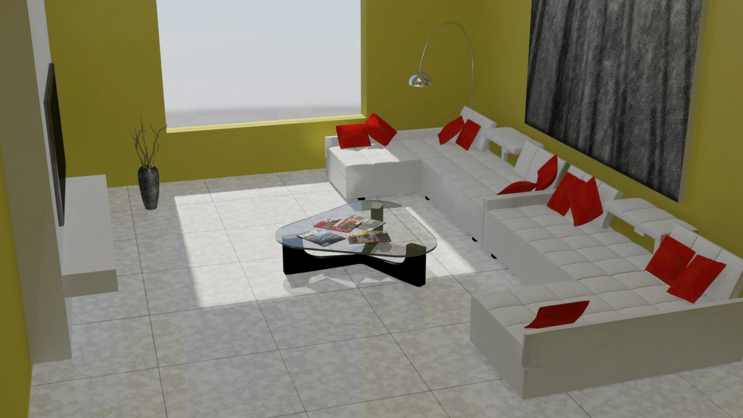 zona giorno contemporanea Modello 3D .c4d .max .obj .3ds .fbx .stl .blend
