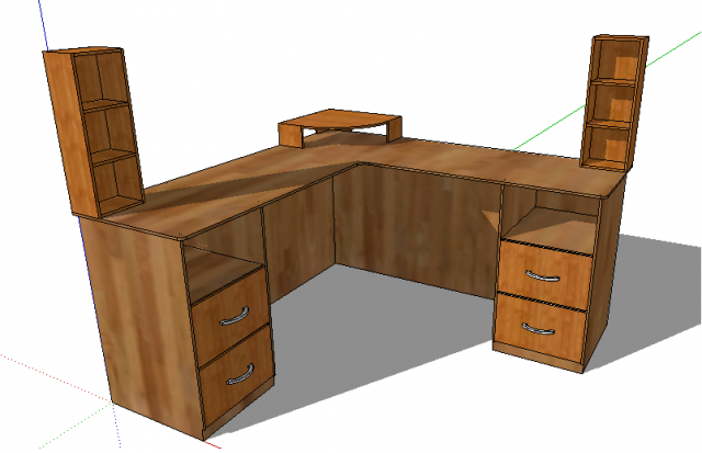 particleboard corner office table 3D Модель .c4d .max .obj .3ds .fbx .stl .blend 