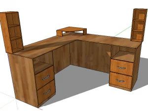 Hoekkantoortafel van spaanplaat 3D Model
