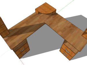 particleboard corner office table 3D Model