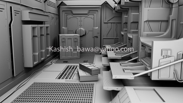 spaceship interior 3Dモデル .c4d .max .obj .3ds .fbx .stl .blend 