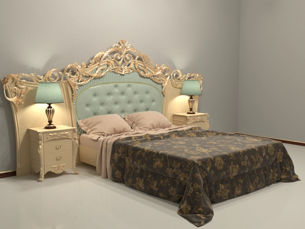bed classic 3D Model .c4d .max .obj .3ds .fbx .stl .blend 