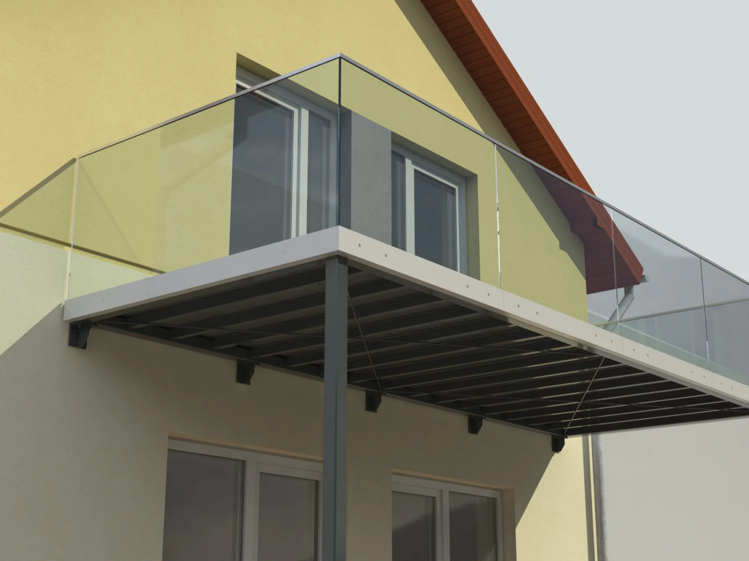 balcony and railing 3D Model .c4d .max .obj .3ds .fbx .stl .blend 