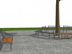 park bench 02 Model 3D