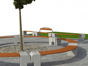 скамейка в парке 03 3D Модель