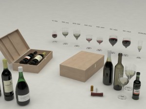 wine set Modelo 3D
