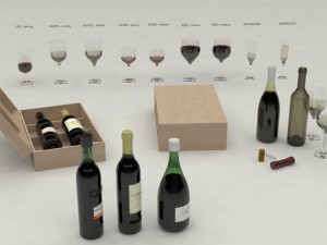 wine set Modelo 3D