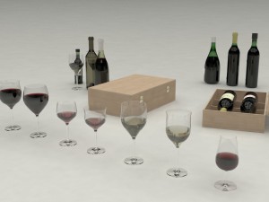 wine set Modelo 3D