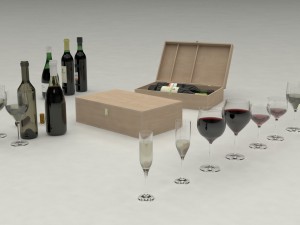 wine set Modelo 3D