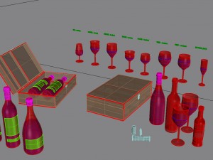 wine set Modelo 3D