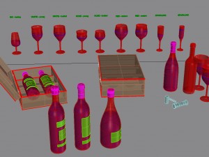 wine set Modelo 3D