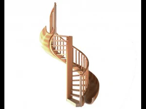 wooden spiral staircase with slide 3D Model