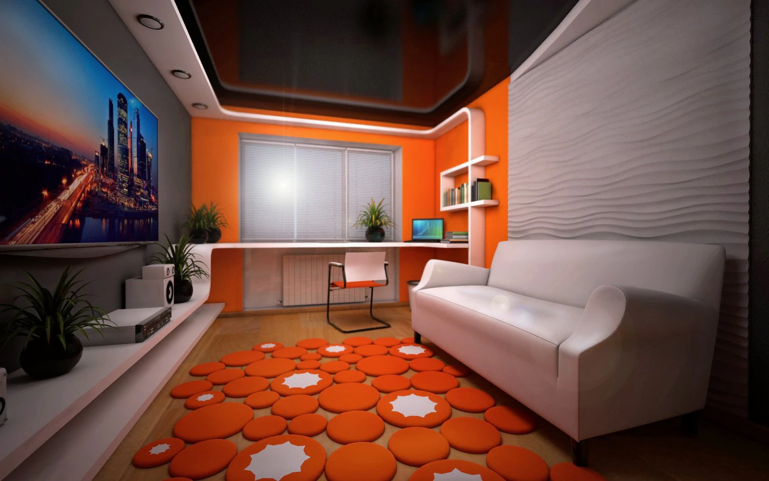 bathroom in orange tones 3D Model .c4d .max .obj .3ds .fbx .stl .blend 