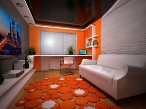 오렌지 톤의 욕실 3D 모델