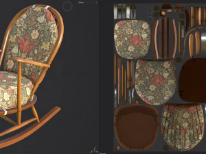 PBR Ercol Rocking Chairs 3D Model