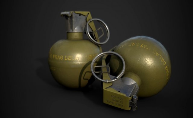 PBR M67 Grenade - Low Poly 3D Model .c4d .max .obj .3ds .fbx .stl .blend 
