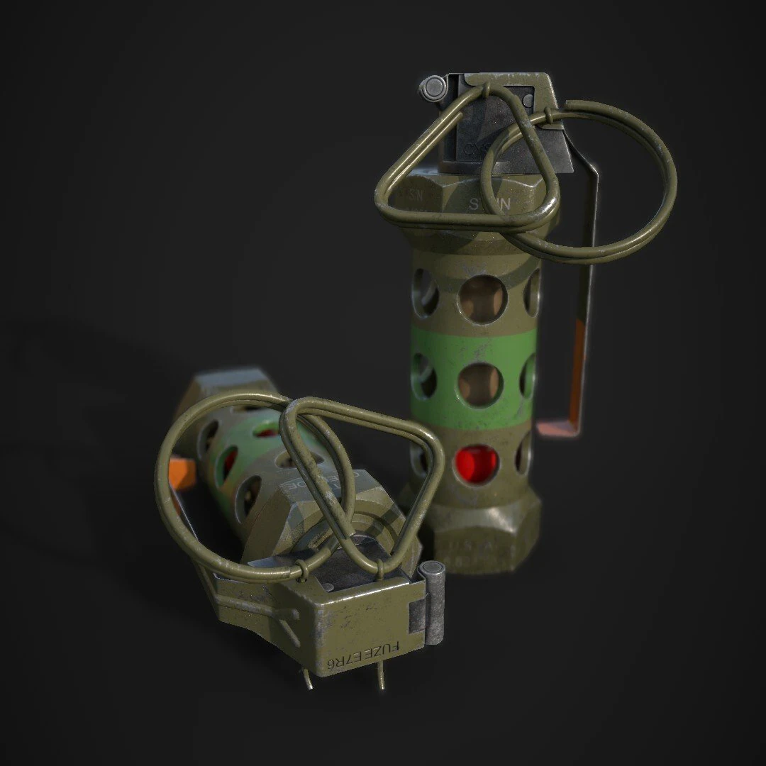 PBR M84 Stun Grenade 3D Model .c4d .max .obj .3ds .fbx .stl .blend 