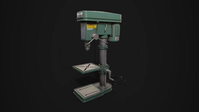 PBR Pillar Drill Low-poly Model 3D .c4d .max .obj .3ds .fbx .stl .blend 