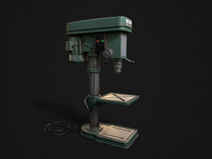 PBR Pillar Drill Low-poly Model 3D