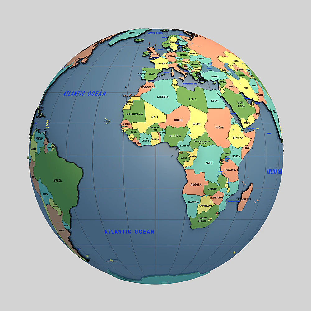 globe 3D Model .c4d .max .obj .3ds .fbx .stl .blend 