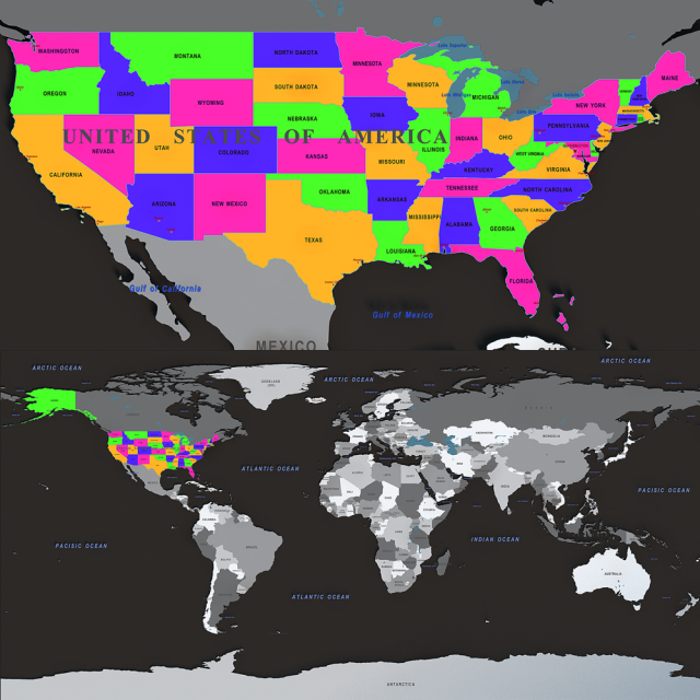 america map Modello 3D .c4d .max .obj .3ds .fbx .stl .blend